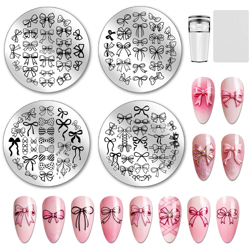 Nail Art Elegant - 4pcs Bowknot Nail Stamping Plates Sweet