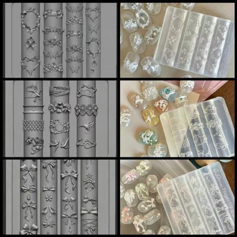 Nail Stamping Plate - 3D Bowknot Flower Silicone Nail Mold