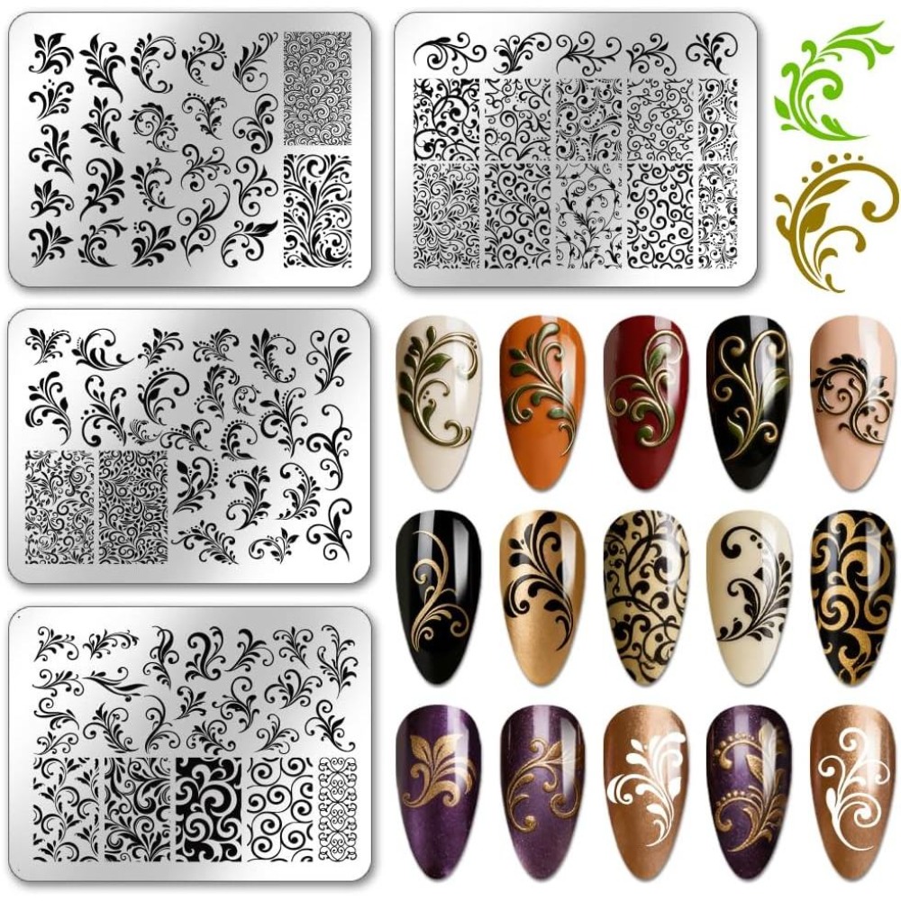 Nail Stamping Plate - 4pcs Swirl Pattern Nail Stamping Plates