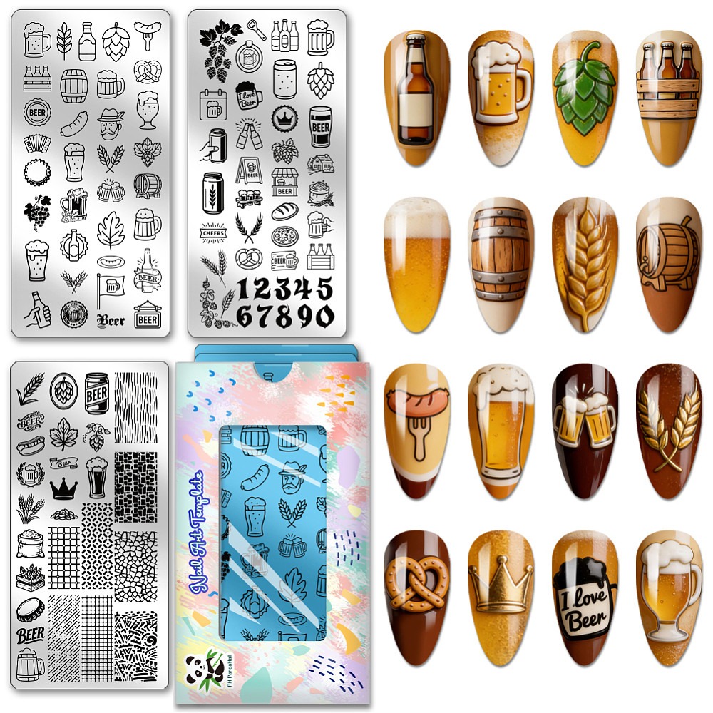 Nail Stamping Plate - 3pcs Beer Nail Stamping Plates Oktoberfest