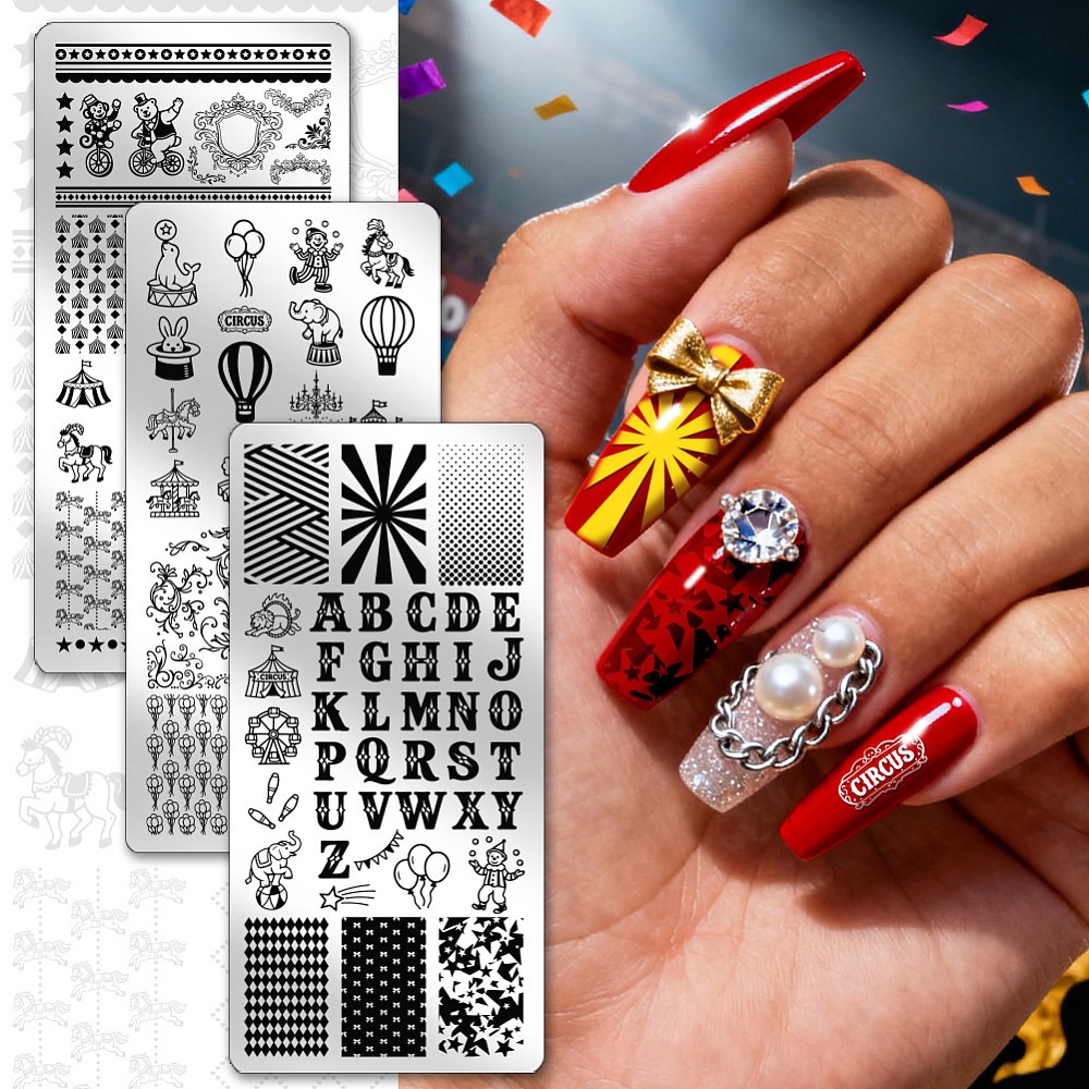 3pcs Circus Nail Stamping Plat - Nail Stamping Plate review and price