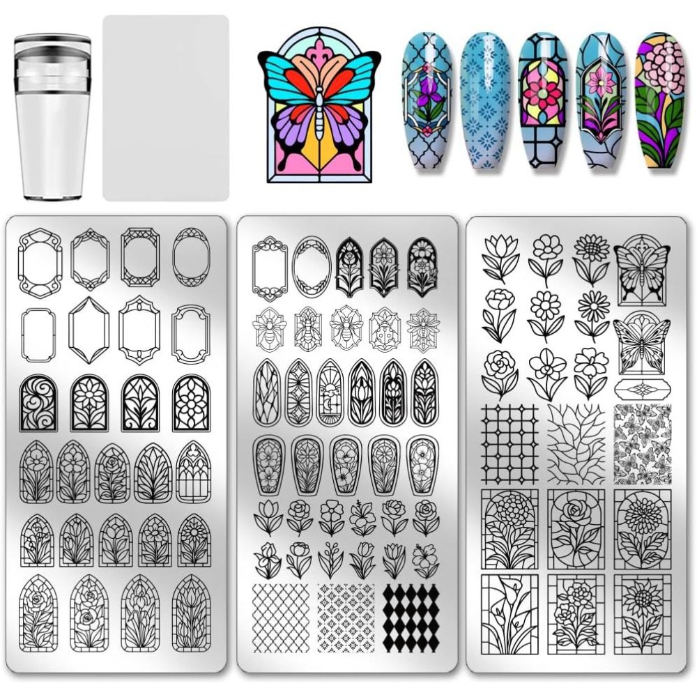3pcs Flower Window Nail Stampi - Nail Stamping Plate review and price
