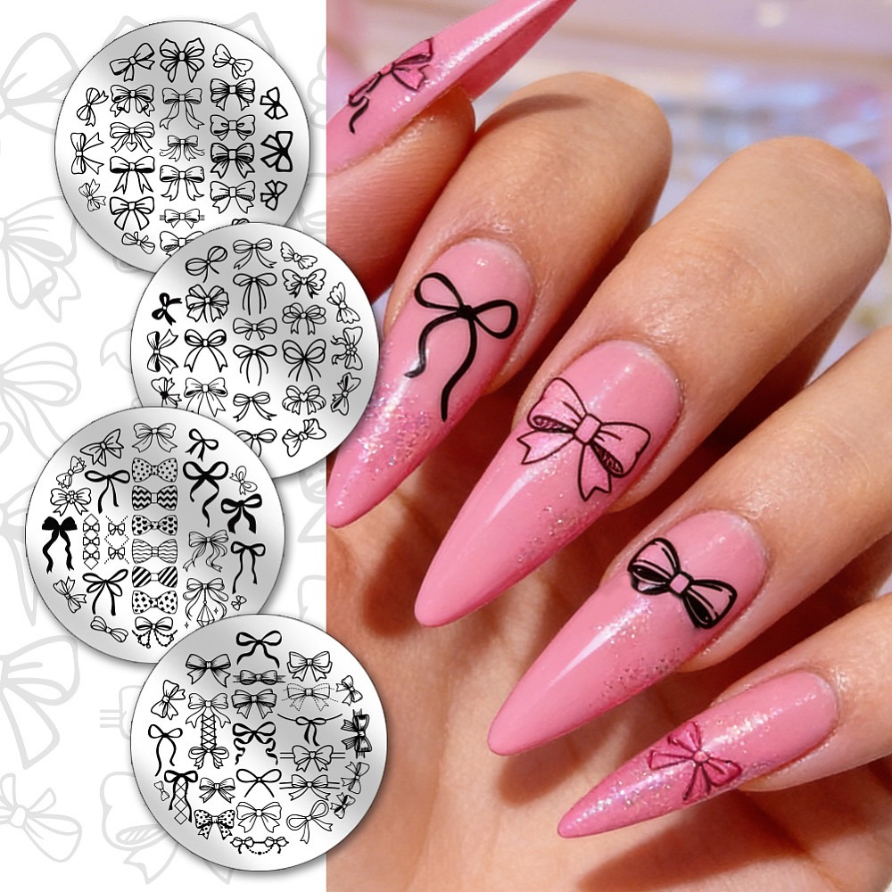 4pcs Bowknot Nail Stamping Pla - Nail Art Elegant review and price
