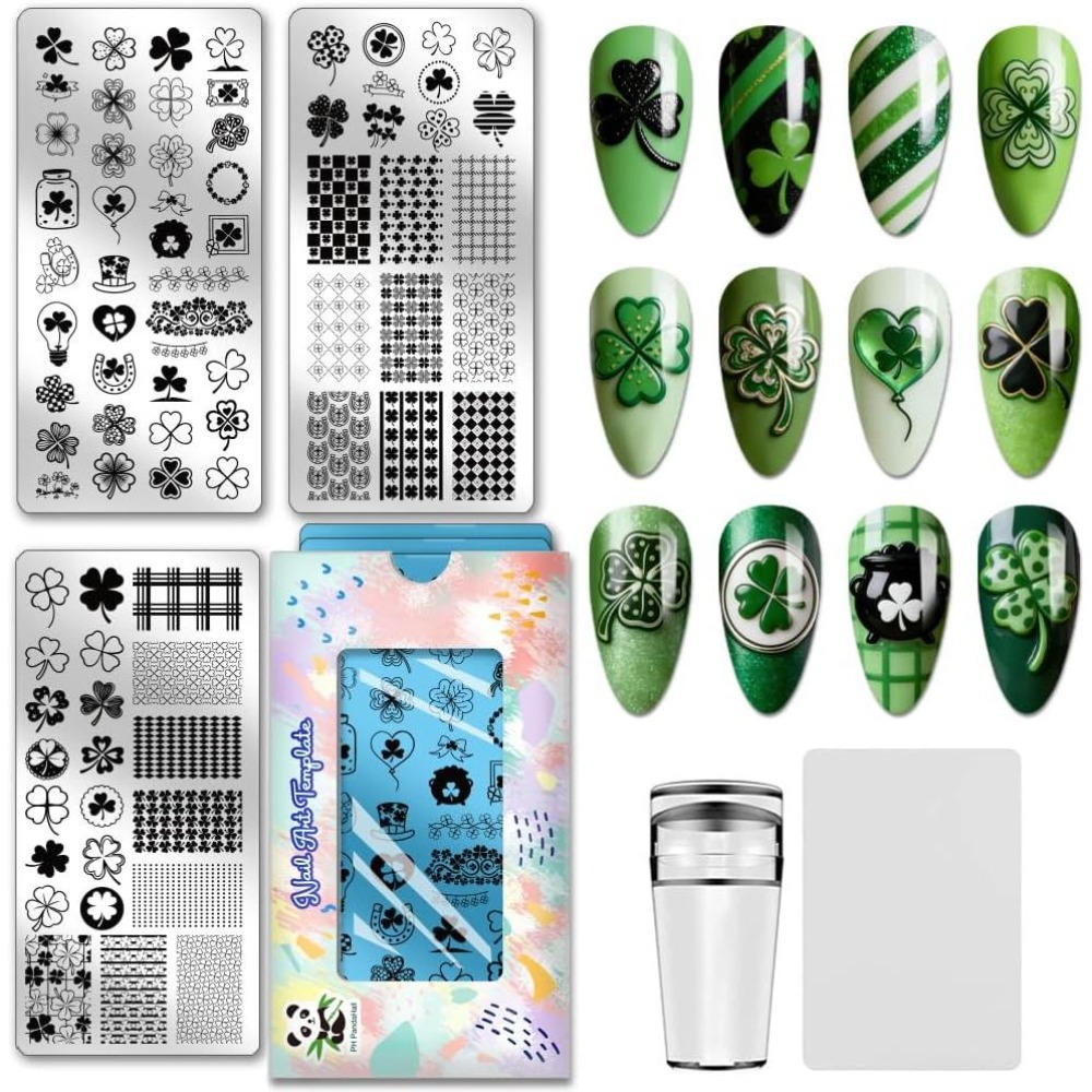 3pcs Lucky Clover Nail Stampin - Nail Stamping Plate review and price
