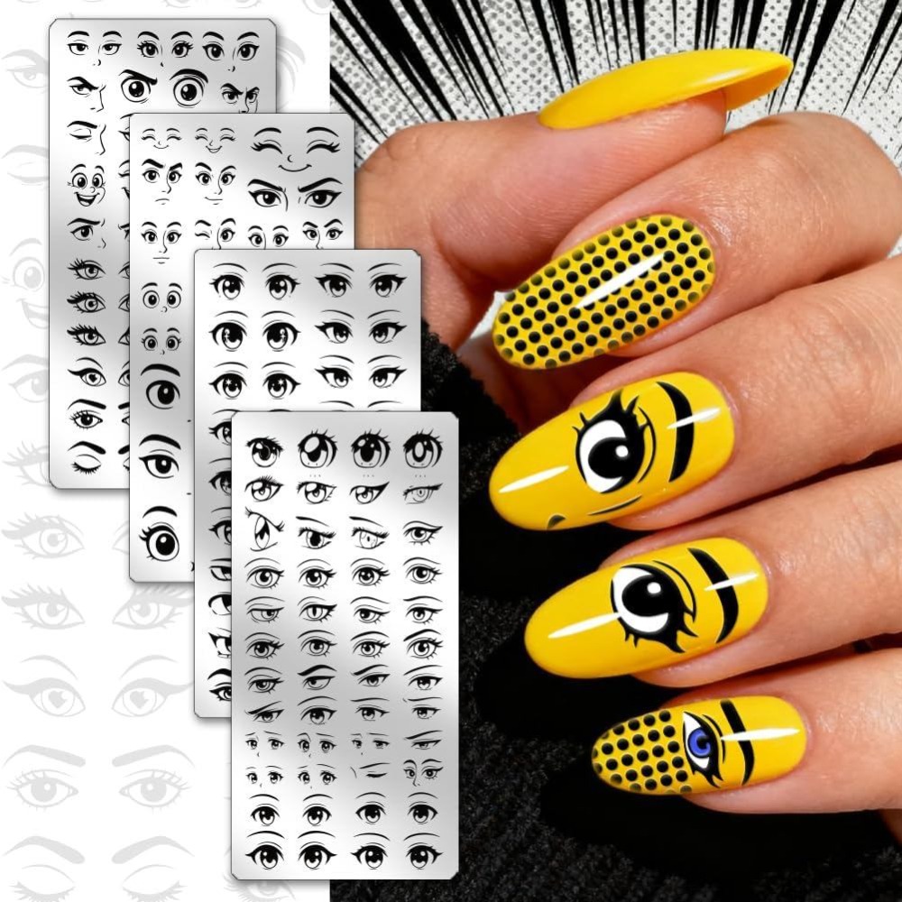 4pcs Comic Eyes Nail Stamping  - Nail Stamping Plate review and price