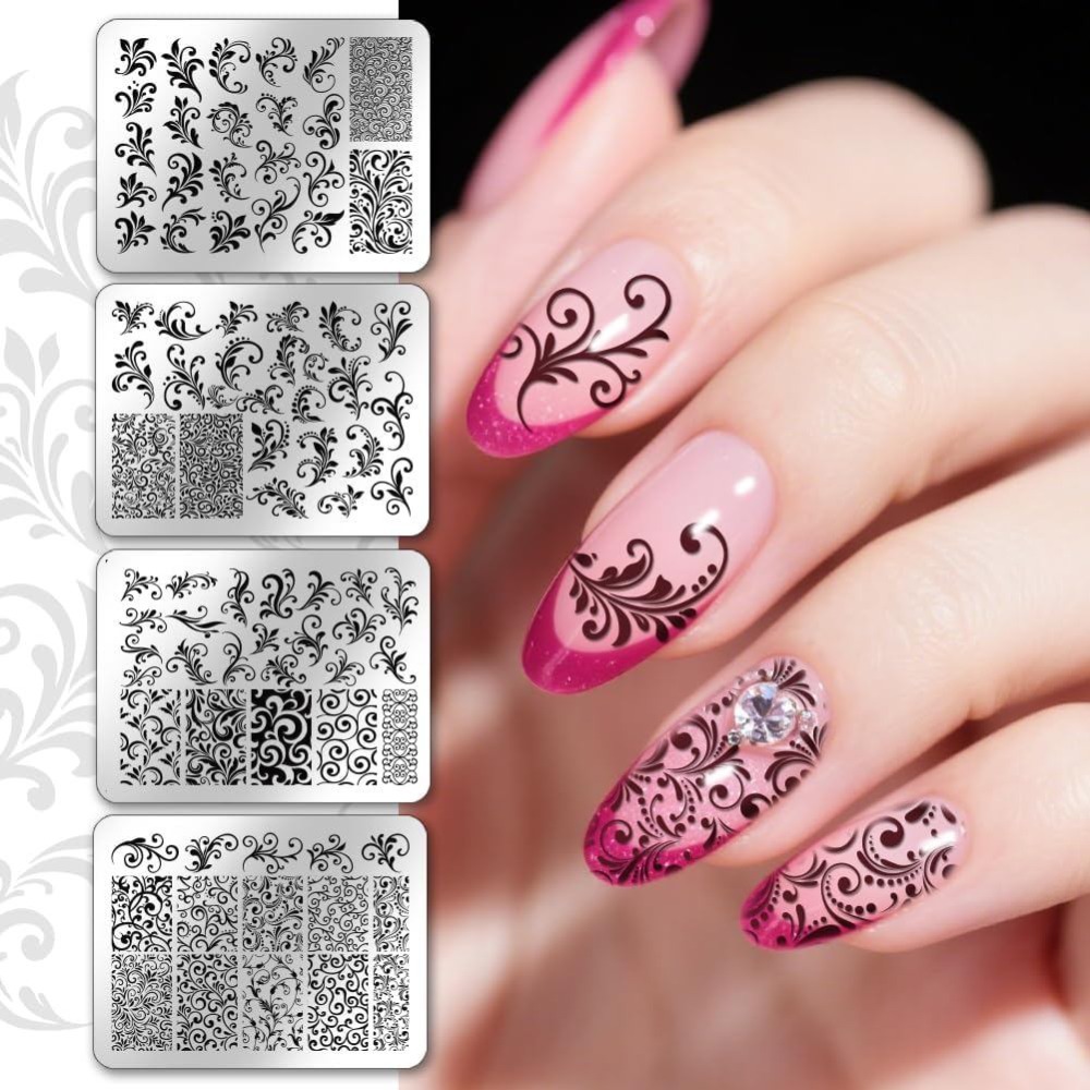 4pcs Swirl Pattern Nail Stampi - Nail Stamping Plate review and price