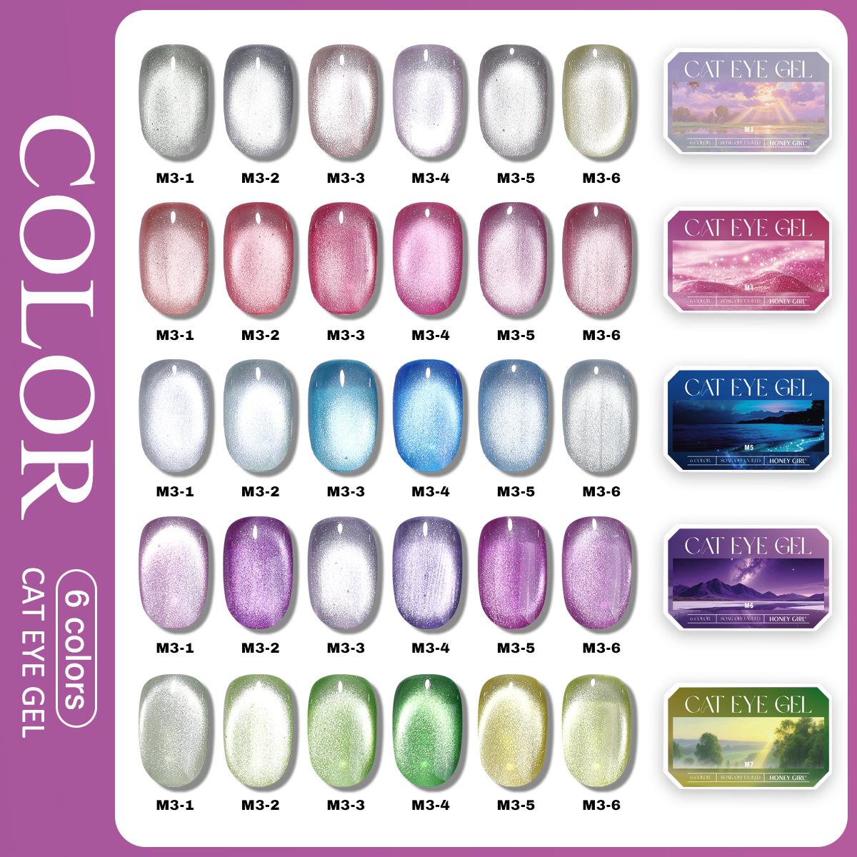 6 Colors Solid Cat Eye Gel Pal - Nail Gel Polish Set review and price
